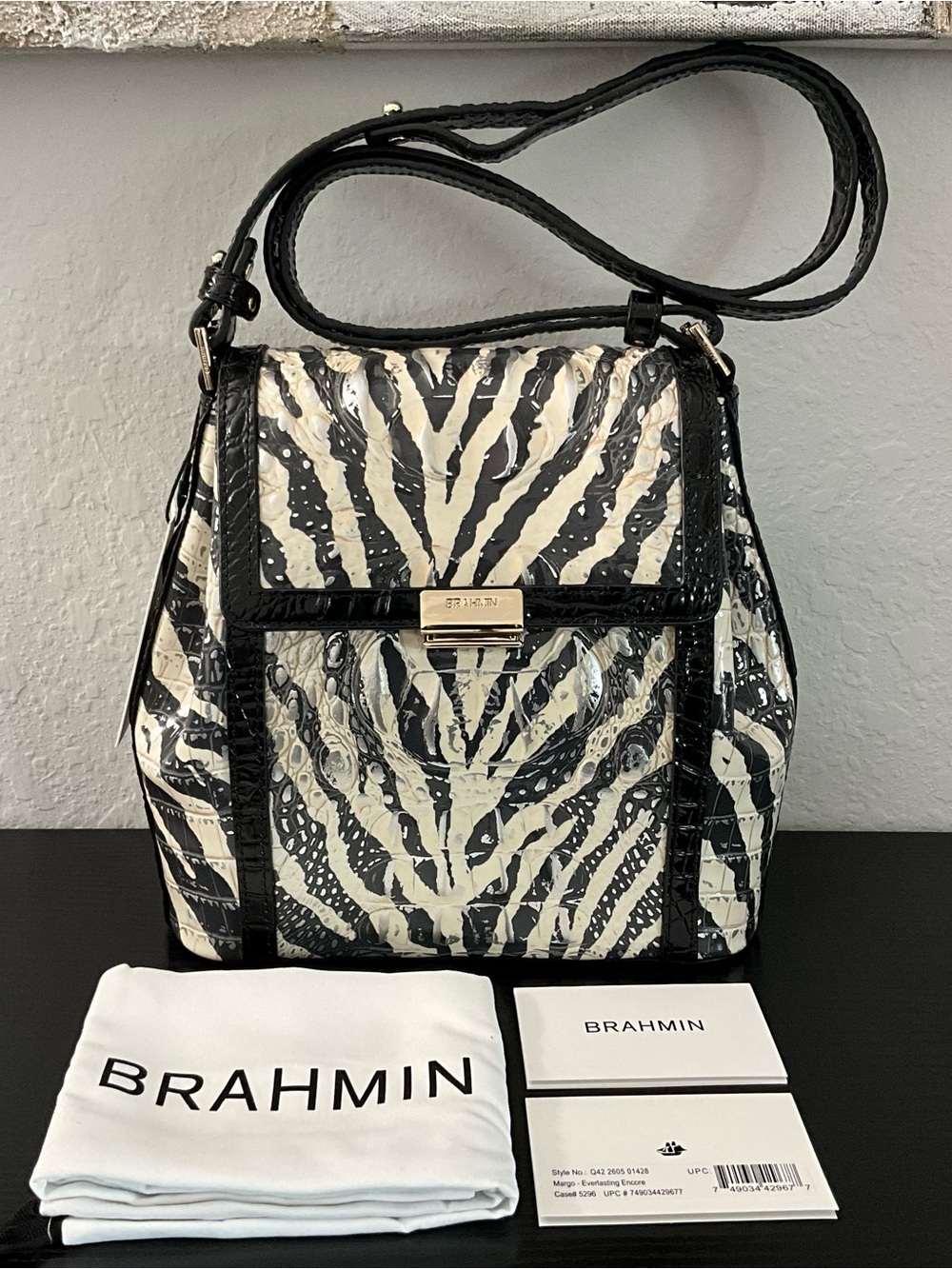 Brahmin Margo EVERLASTING ENCORE Leather W/2 Full Eyes Crossbody Shoulder Bag